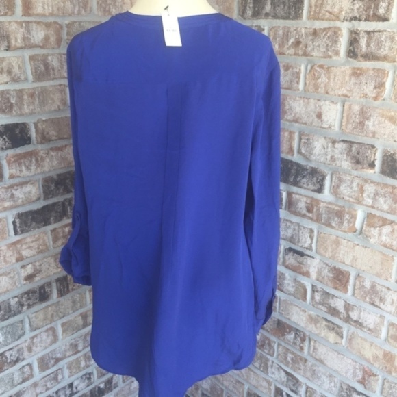 NWT Talbots 100% Silk Long Sleeves Blouse Blue L - Picture 3 of 7